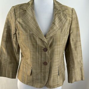 Carlisle Cropped Two Piece Blazer and Skirt Silk Suit